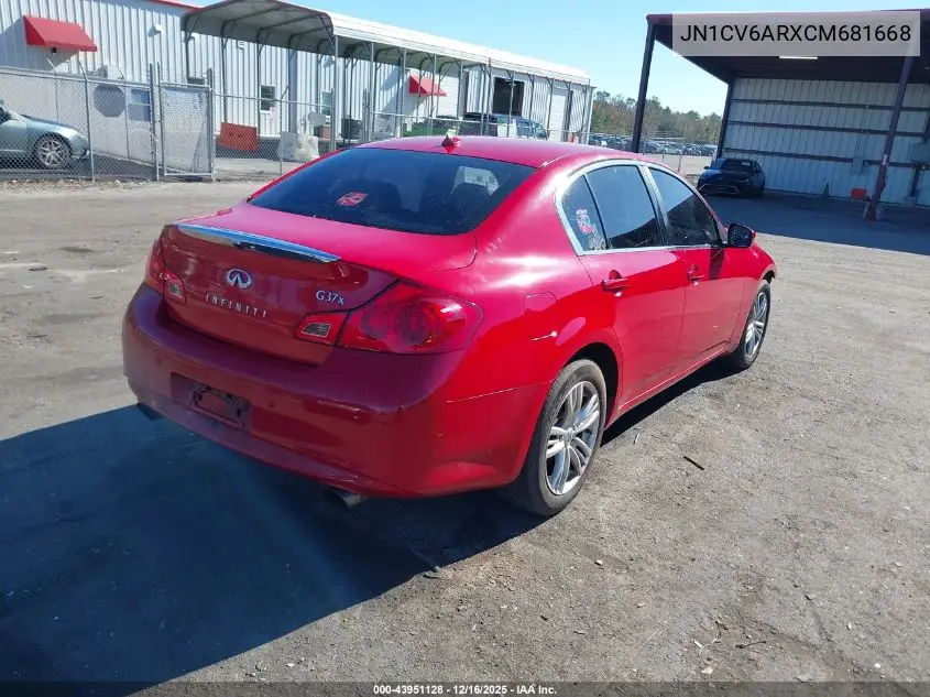 JN1CV6ARXCM681668 2012 Infiniti G37X