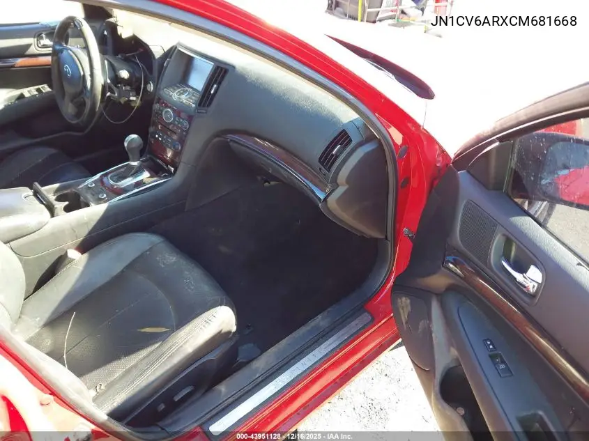 JN1CV6ARXCM681668 2012 Infiniti G37X