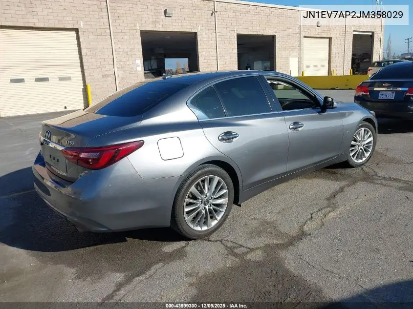 JN1EV7AP2JM358029 2018 Infiniti Q50 3.0T Luxe