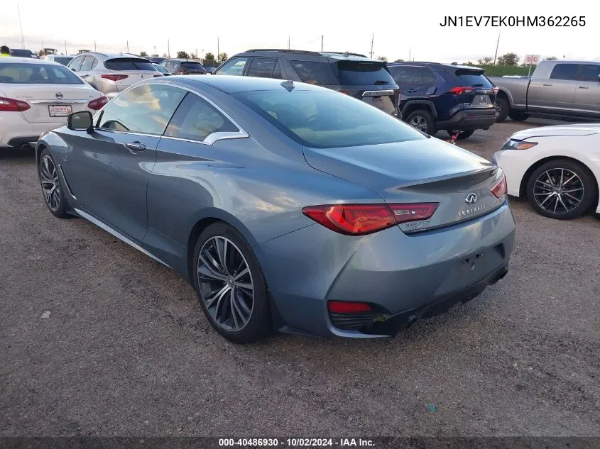 JN1EV7EK0HM362265 2017 Infiniti Q60 3.0T Premium