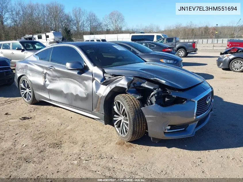 JN1EV7EL3HM551694 2017 Infiniti Q60 3.0T Premium