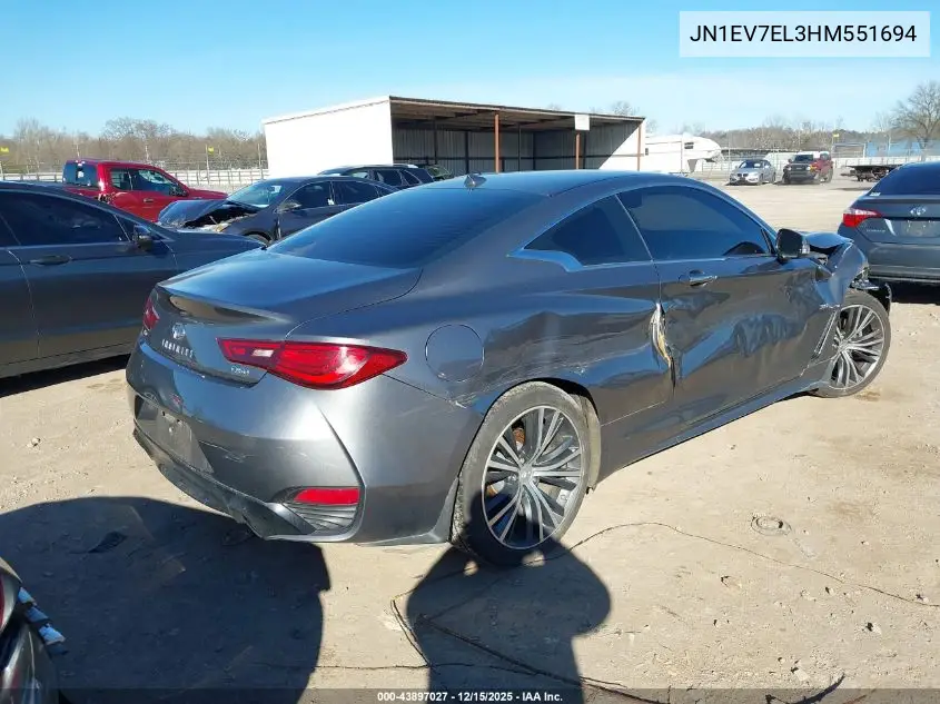 JN1EV7EL3HM551694 2017 Infiniti Q60 3.0T Premium