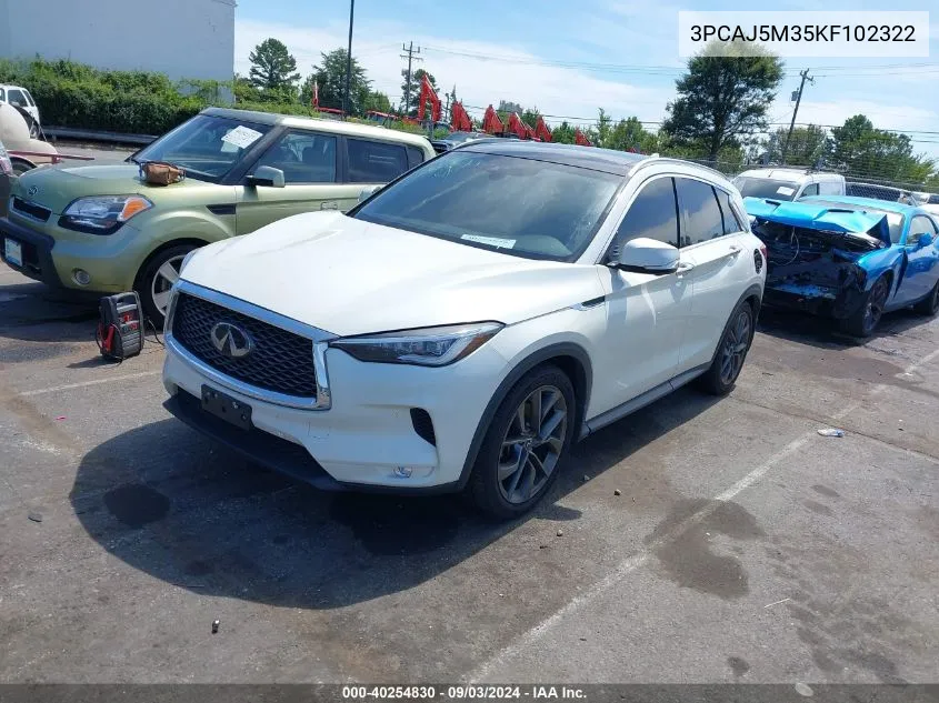 3PCAJ5M35KF102322 2019 Infiniti Qx50 Essential