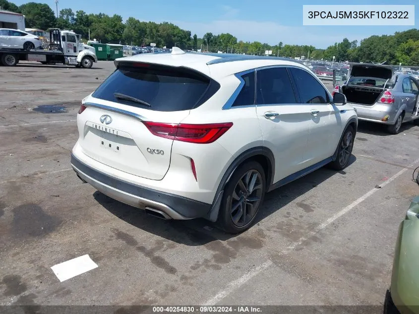 3PCAJ5M35KF102322 2019 Infiniti Qx50 Essential