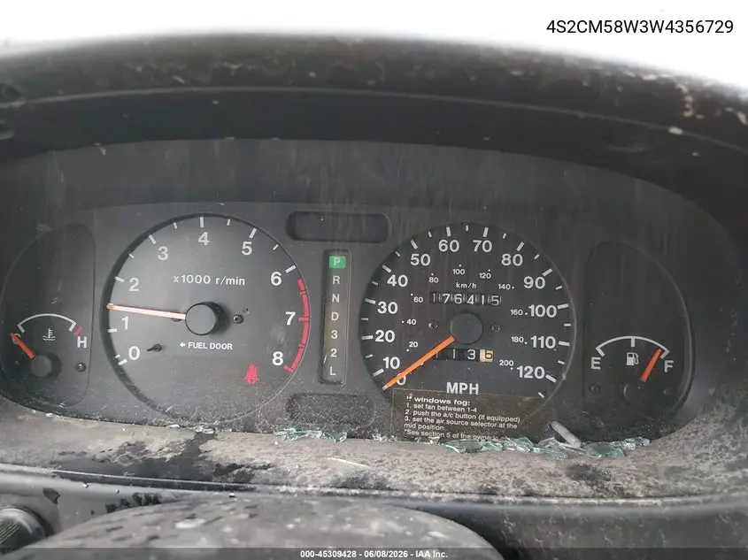 1998 Isuzu Rodeo Ls/S VIN: 4S2CM58W3W4356729 Lot: 45309428