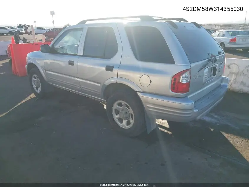 4S2DM58W314355030 2001 Isuzu Rodeo Ls 3.2L/Ls 3.2L V6/Lse 3.2L V6/S/S 3.2L V6