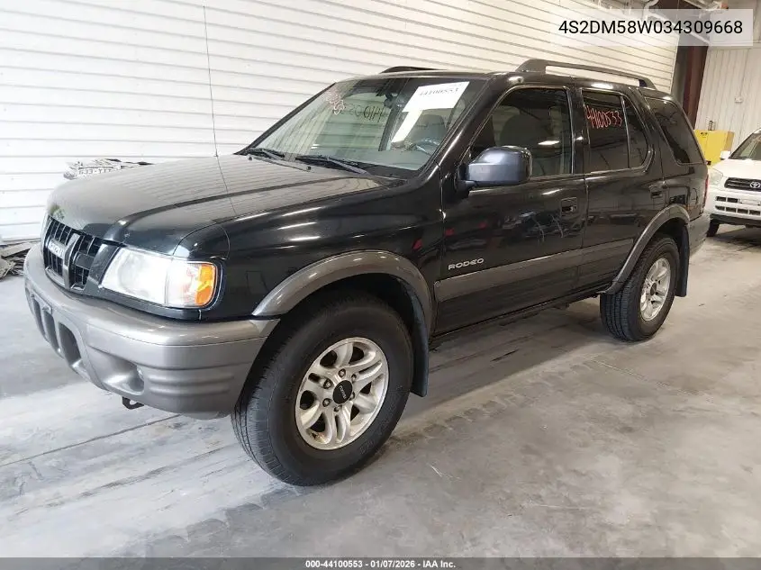 2003 Isuzu Rodeo S 3.2L V6 VIN: 4S2DM58W034309668 Lot: 44100553