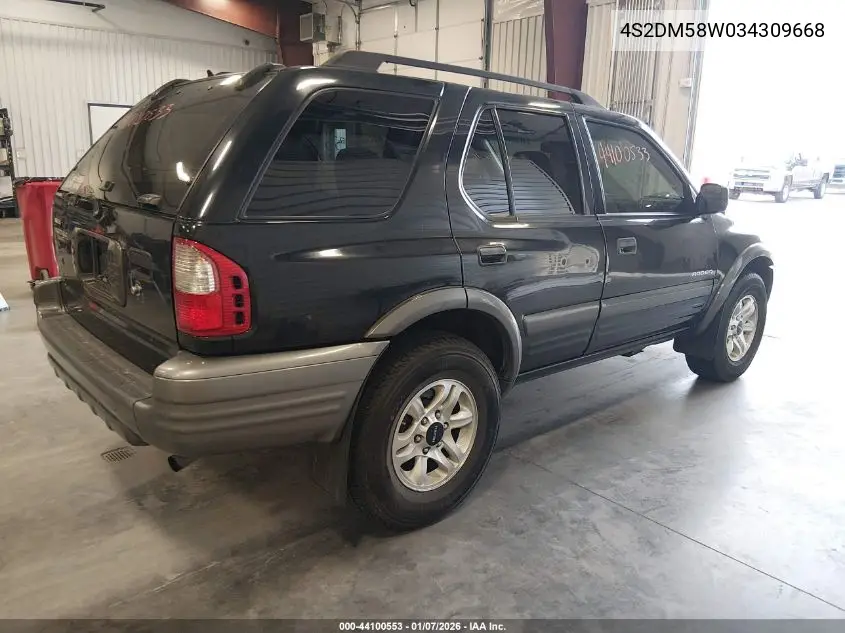 2003 Isuzu Rodeo S 3.2L V6 VIN: 4S2DM58W034309668 Lot: 44100553