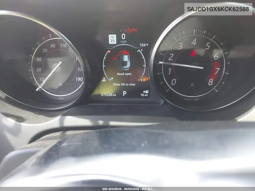 2019 Jaguar F-Type P300 VIN: SAJDD1GX6KCK62588 Lot: 45309636