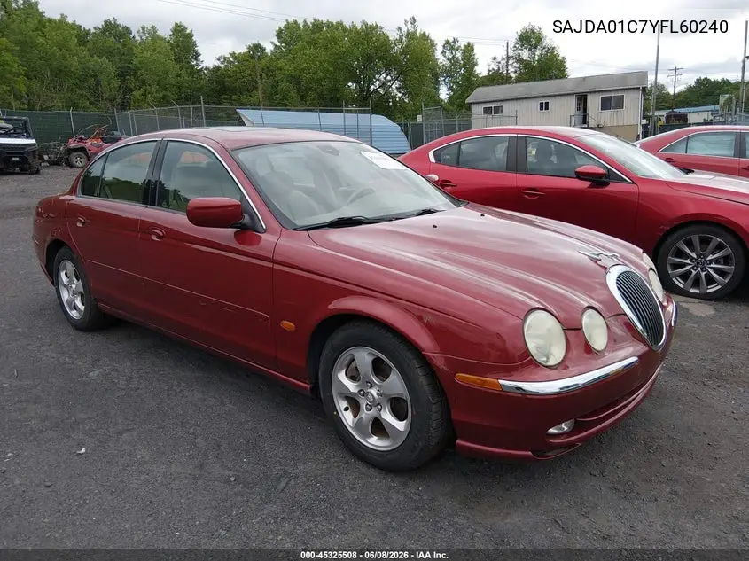 2000 Jaguar S-Type 3.0L V6 VIN: SAJDA01C7YFL60240 Lot: 45325508