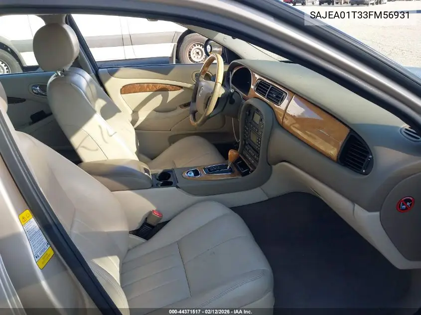 2003 Jaguar S-Type 3.0L V6 VIN: SAJEA01T33FM56931 Lot: 44371517