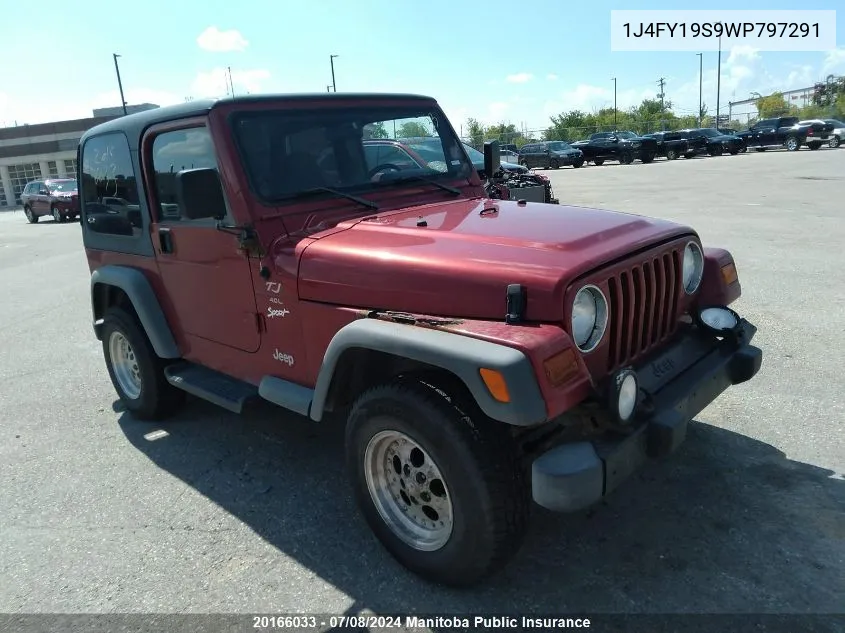 1998 Jeep Tj Sport VIN: 1J4FY19S9WP797291 Lot: 20166033