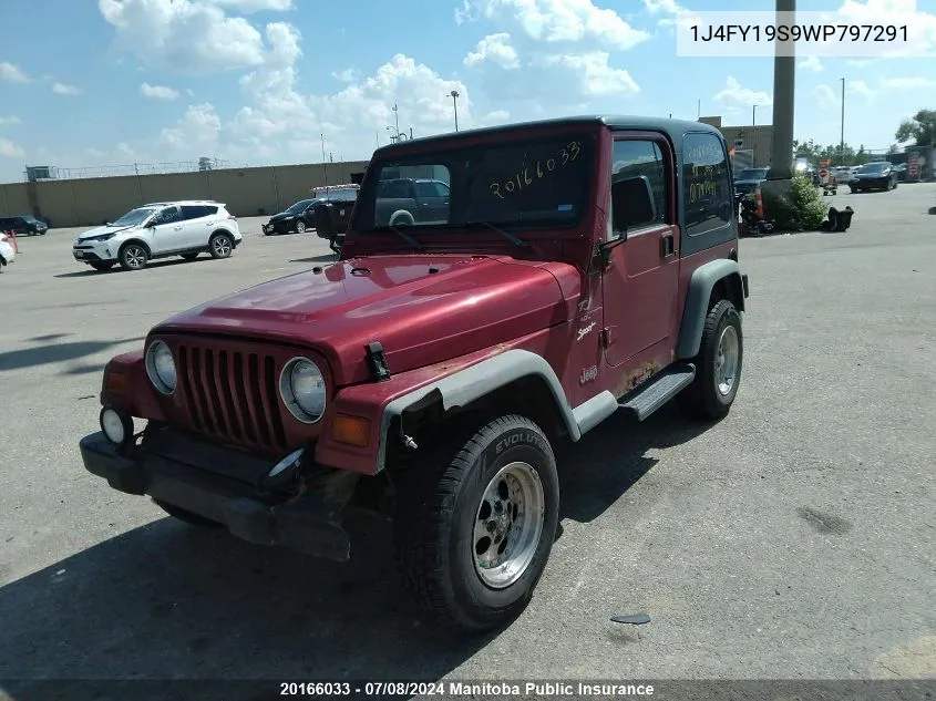 1998 Jeep Tj Sport VIN: 1J4FY19S9WP797291 Lot: 20166033