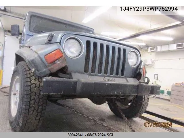 1998 Jeep Wrangler / Tj Se VIN: 1J4FY29P3WP752994 Lot: 30042641