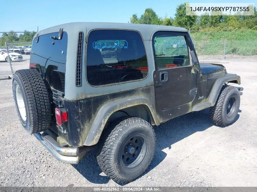 2000 Jeep Wrangler / Tj Sport VIN: 1J4FA49SXYP787555 Lot: 40252962