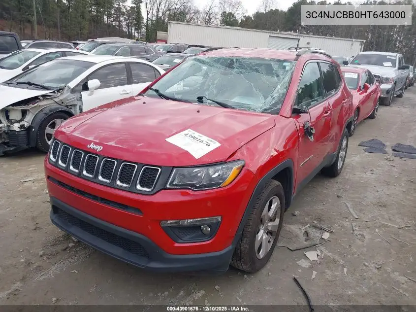 3C4NJCBB0HT643000 2017 Jeep New Compass Latitude Fwd