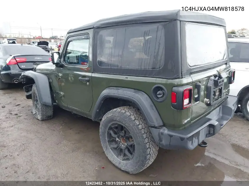 1C4HJXAG4MW818578 2021 Jeep Tj