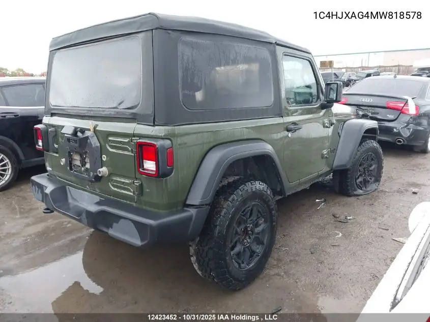 1C4HJXAG4MW818578 2021 Jeep Tj