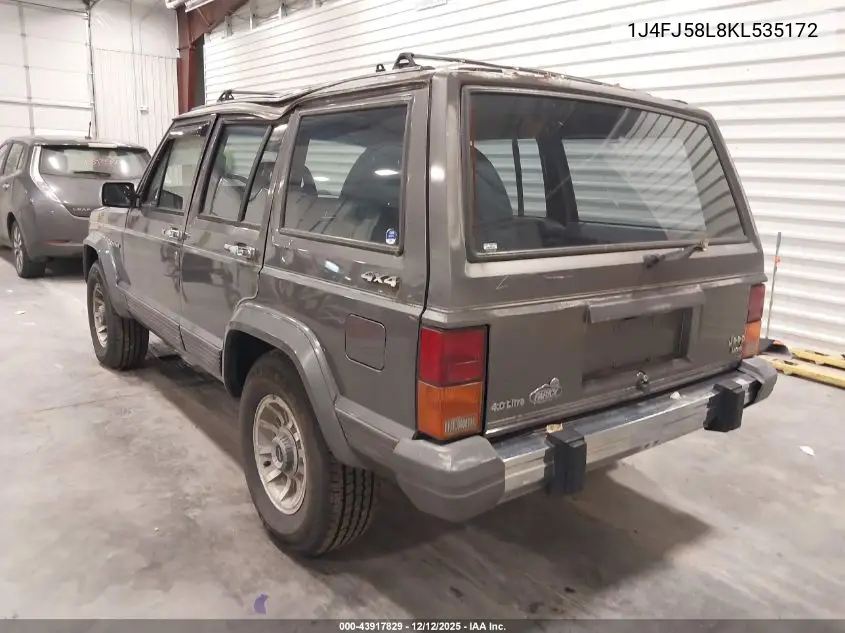 1J4FJ58L8KL535172 1989 Jeep Cherokee Laredo
