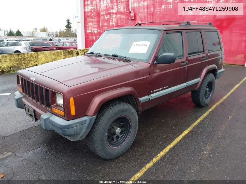 1J4FF48S4YL259908 2000 Jeep Cherokee Sport