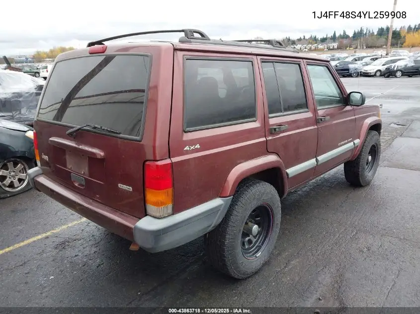 1J4FF48S4YL259908 2000 Jeep Cherokee Sport