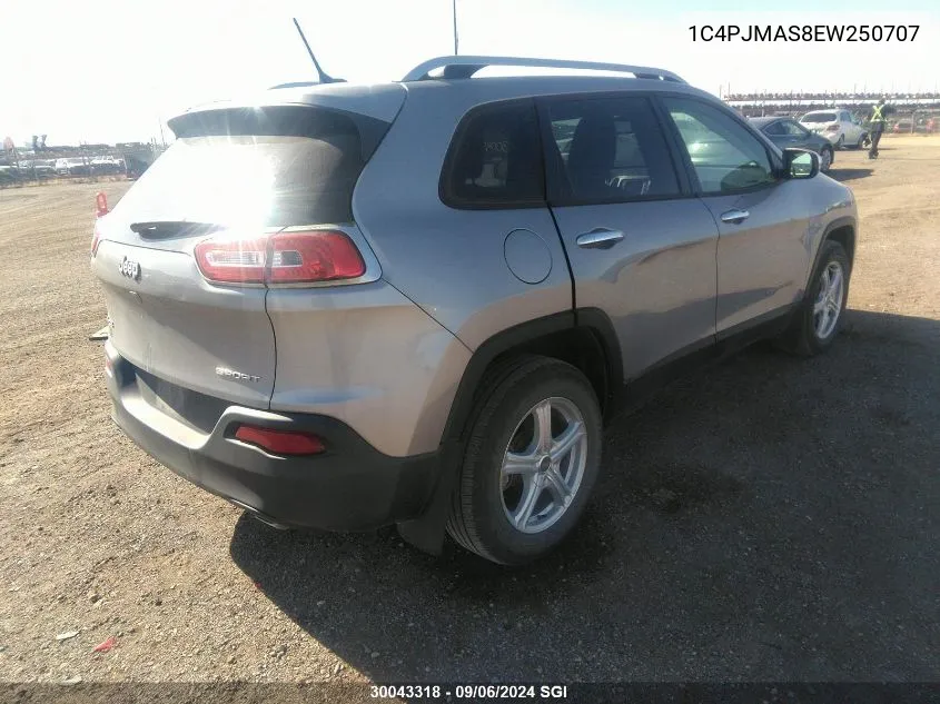 2014 Jeep Cherokee Sport VIN: 1C4PJMAS8EW250707 Lot: 30043318