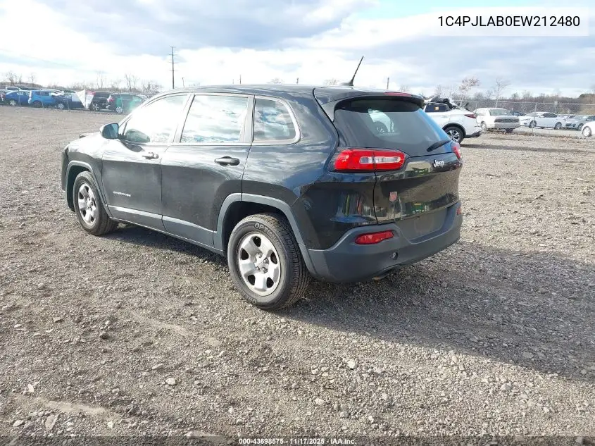 1C4PJLAB0EW212480 2014 Jeep Cherokee Sport