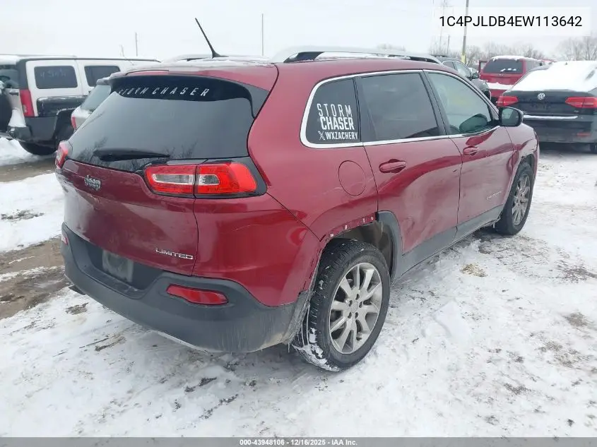 1C4PJLDB4EW113642 2014 Jeep Cherokee Limited