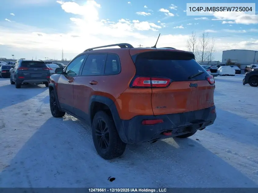 1C4PJMBS5FW725004 2015 Jeep Cherokee Trailhawk