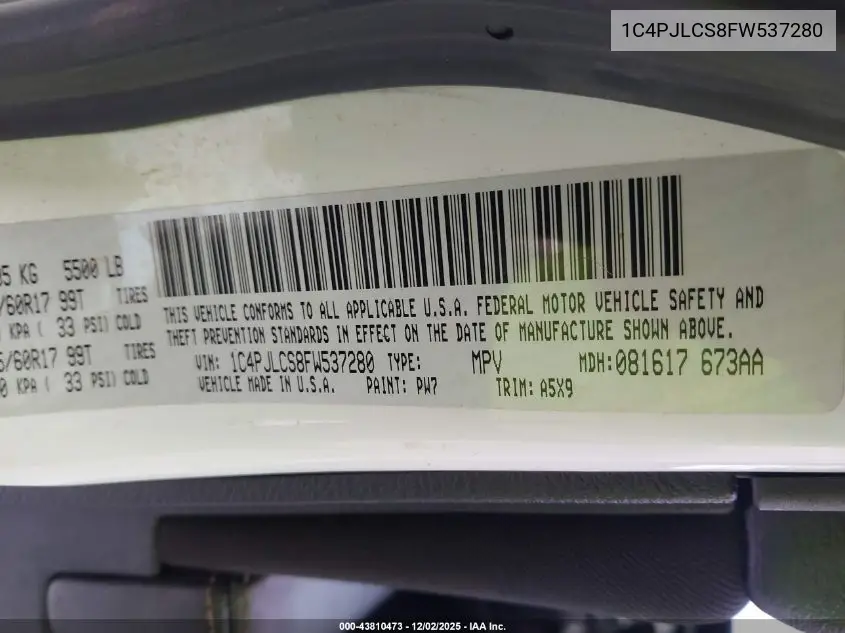 1C4PJLCS8FW537280 2015 Jeep Cherokee Latitude