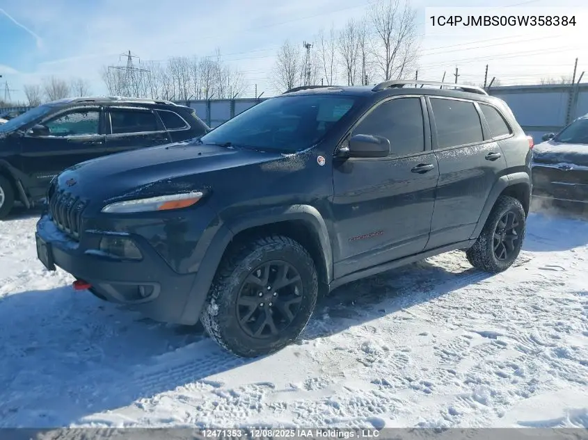 1C4PJMBS0GW358384 2016 Jeep Cherokee Trailhawk