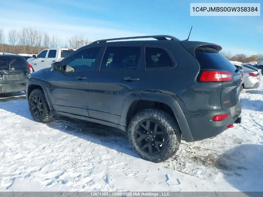 1C4PJMBS0GW358384 2016 Jeep Cherokee Trailhawk