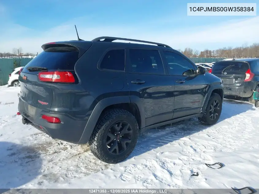 1C4PJMBS0GW358384 2016 Jeep Cherokee Trailhawk