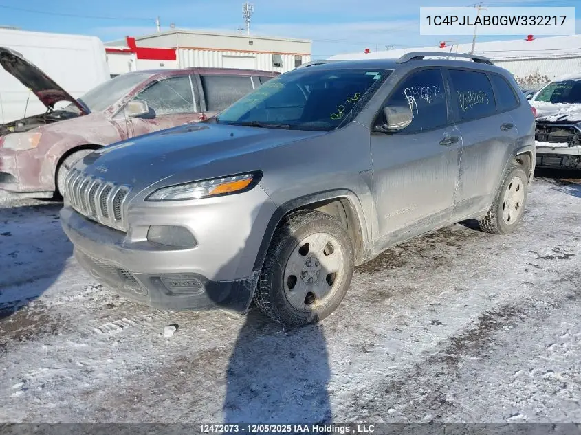1C4PJLAB0GW332217 2016 Jeep Cherokee Sport