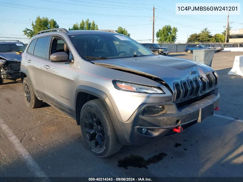 2016 Jeep Cherokee Trailhawk VIN: 1C4PJMBS6GW241201 Lot: 40214343