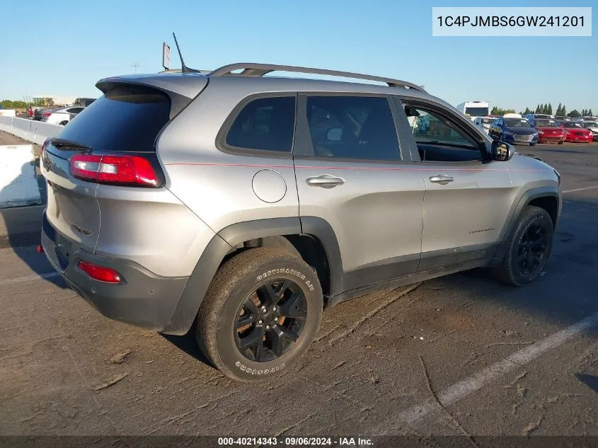 2016 Jeep Cherokee Trailhawk VIN: 1C4PJMBS6GW241201 Lot: 40214343