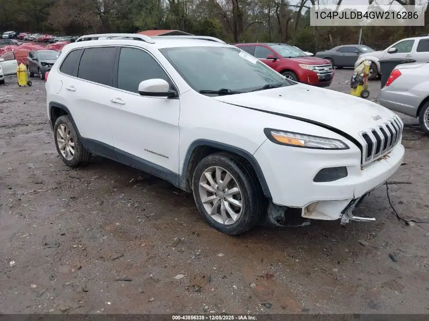 1C4PJLDB4GW216286 2016 Jeep Cherokee Limited