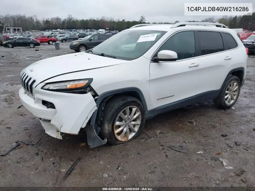 1C4PJLDB4GW216286 2016 Jeep Cherokee Limited