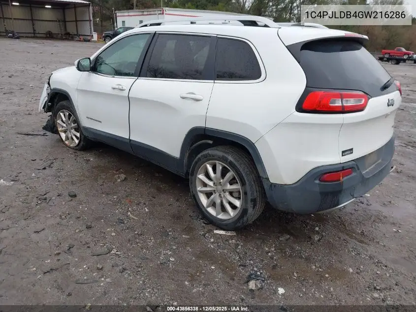 1C4PJLDB4GW216286 2016 Jeep Cherokee Limited