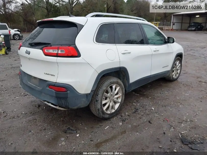1C4PJLDB4GW216286 2016 Jeep Cherokee Limited