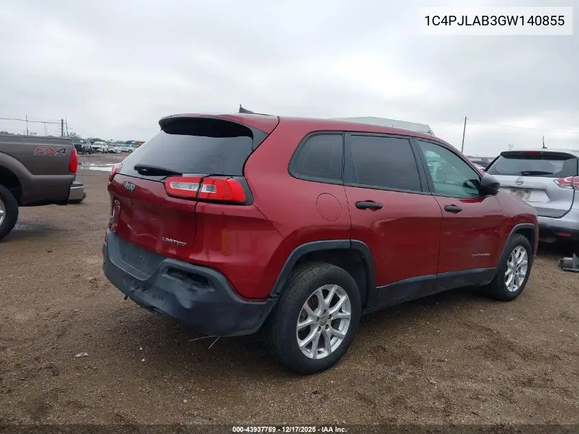 1C4PJLAB3GW140855 2016 Jeep Cherokee Sport