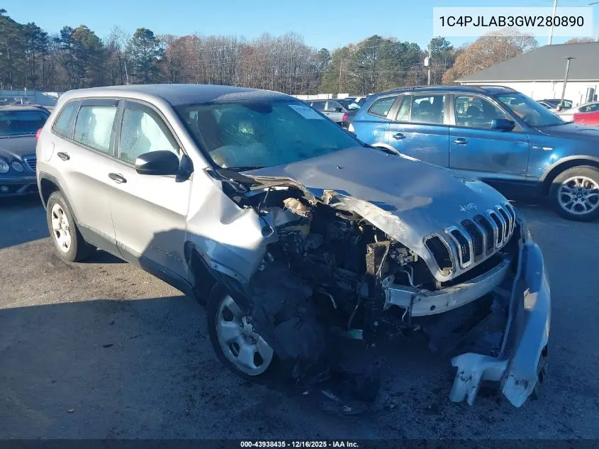 1C4PJLAB3GW280890 2016 Jeep Cherokee Sport