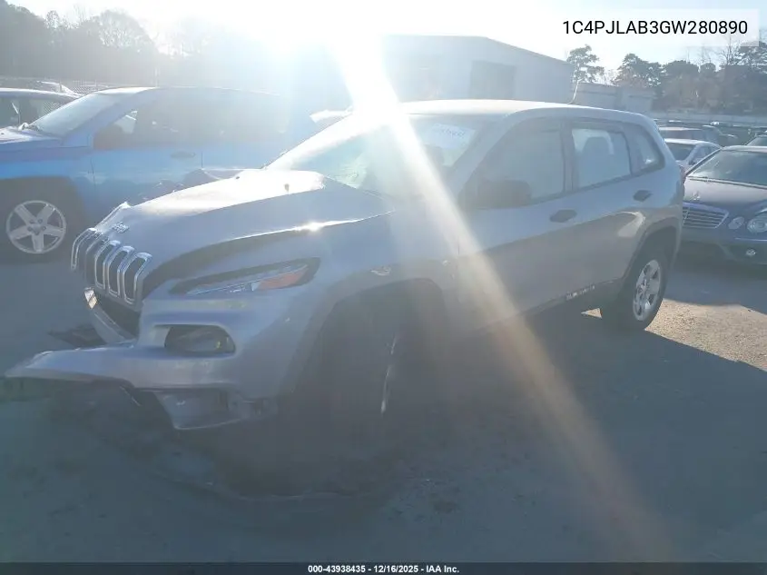 1C4PJLAB3GW280890 2016 Jeep Cherokee Sport