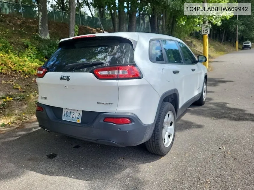 2017 Jeep Cherokee Sport Fwd VIN: 1C4PJLAB8HW609942 Lot: 40296007