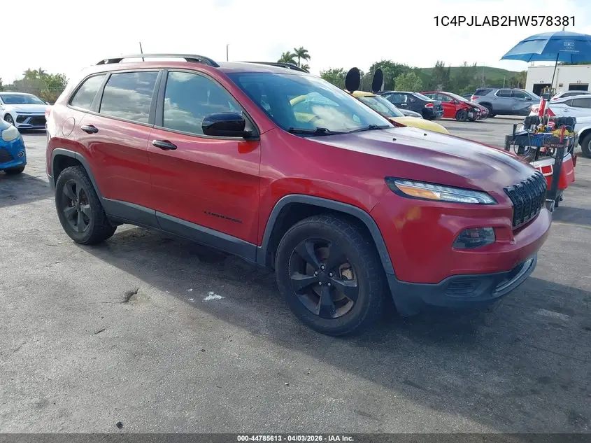 1C4PJLAB2HW578381 2017 Jeep Cherokee Altitude Fwd