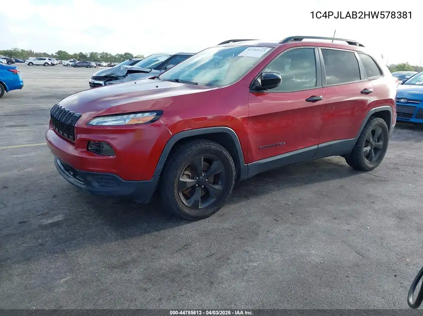1C4PJLAB2HW578381 2017 Jeep Cherokee Altitude Fwd