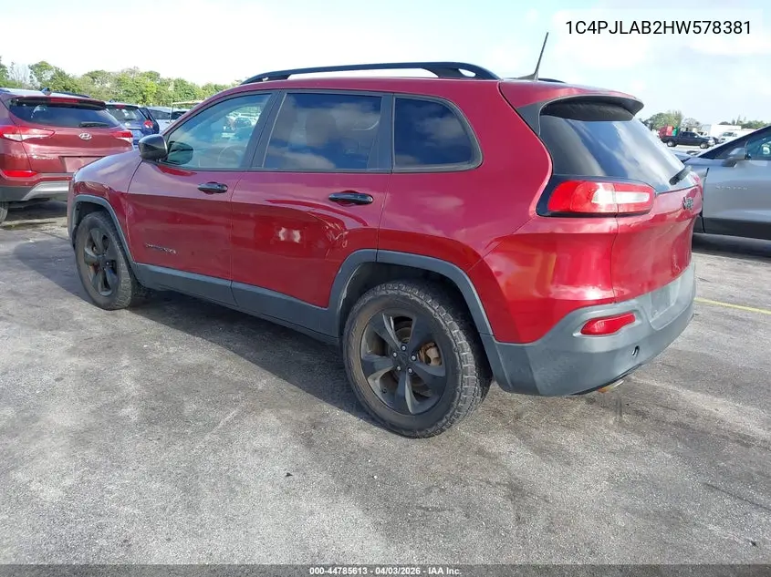 1C4PJLAB2HW578381 2017 Jeep Cherokee Altitude Fwd