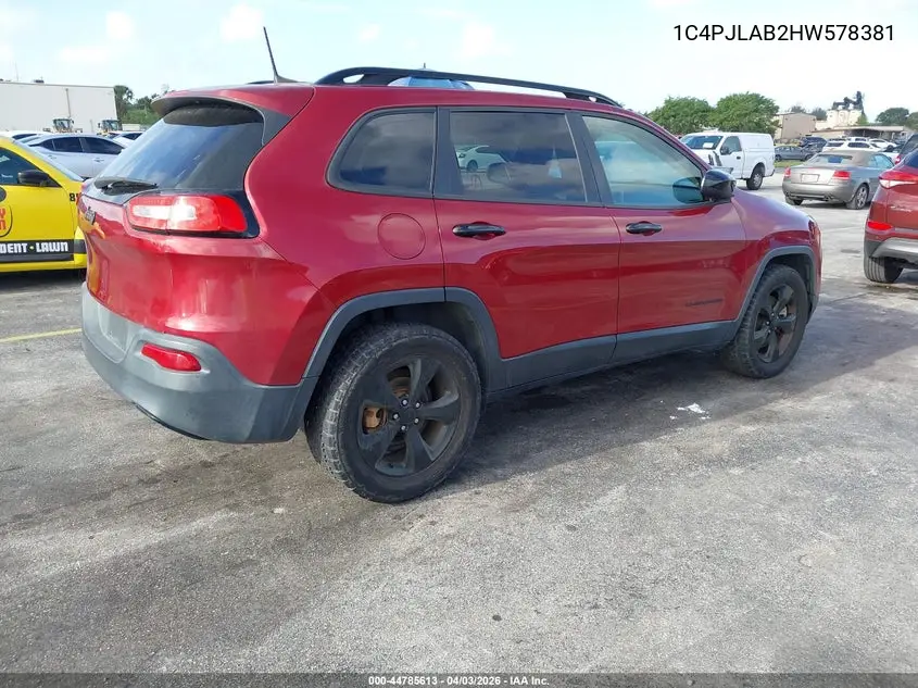 1C4PJLAB2HW578381 2017 Jeep Cherokee Altitude Fwd