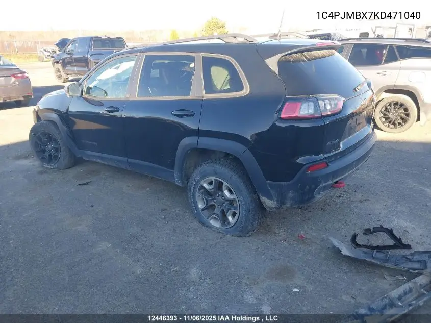1C4PJMBX7KD471040 2019 Jeep Cherokee Trailhawk