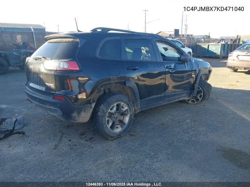 1C4PJMBX7KD471040 2019 Jeep Cherokee Trailhawk
